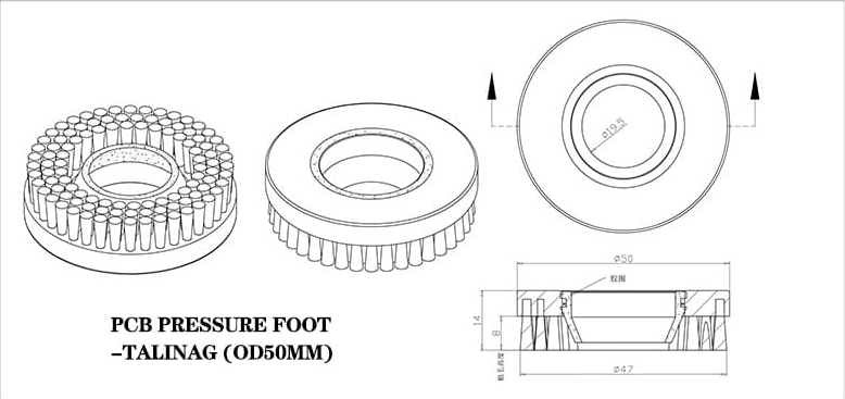 Bàn chải làm sạch PCB cho Pressure Foot TL60